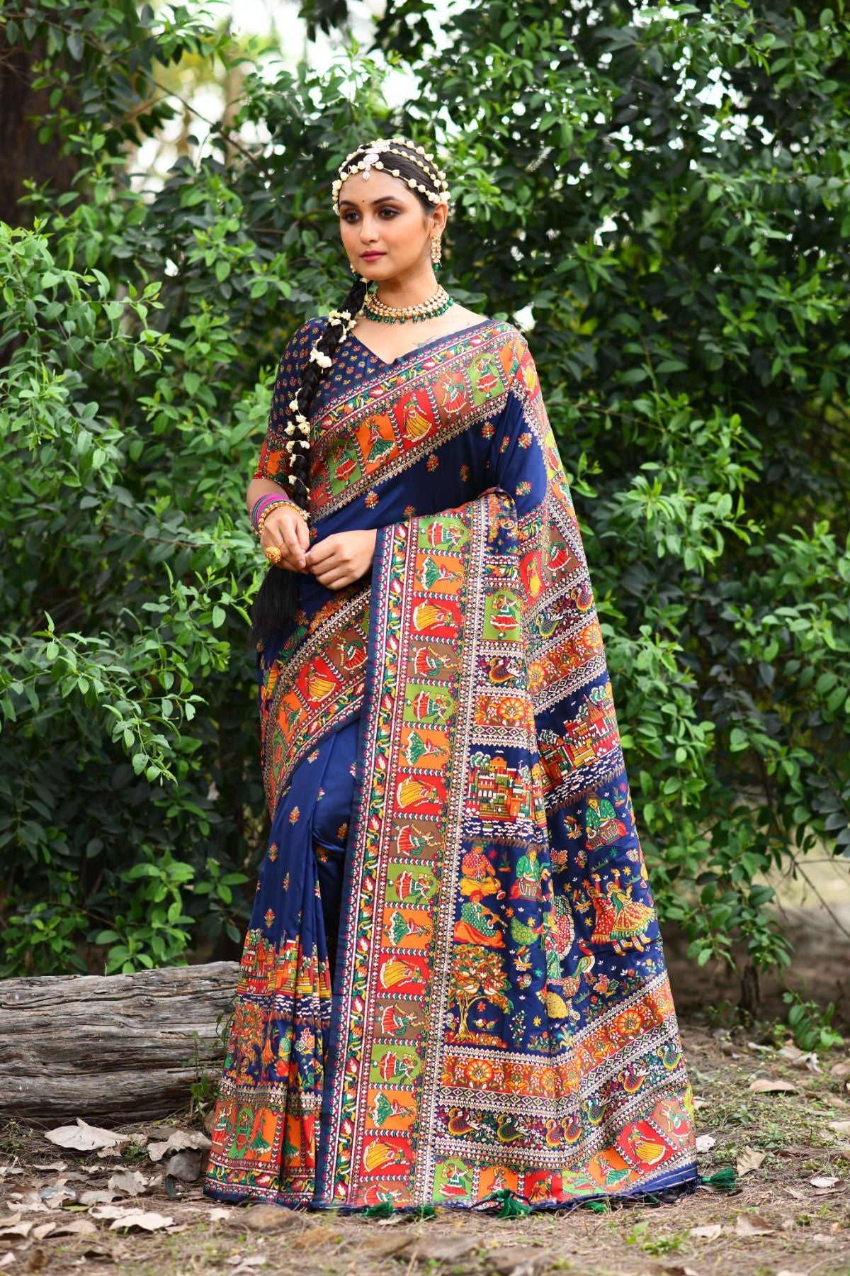 Buy MySilkLove Bunting Blue Kashmiri Handloom Weaving Saree Online