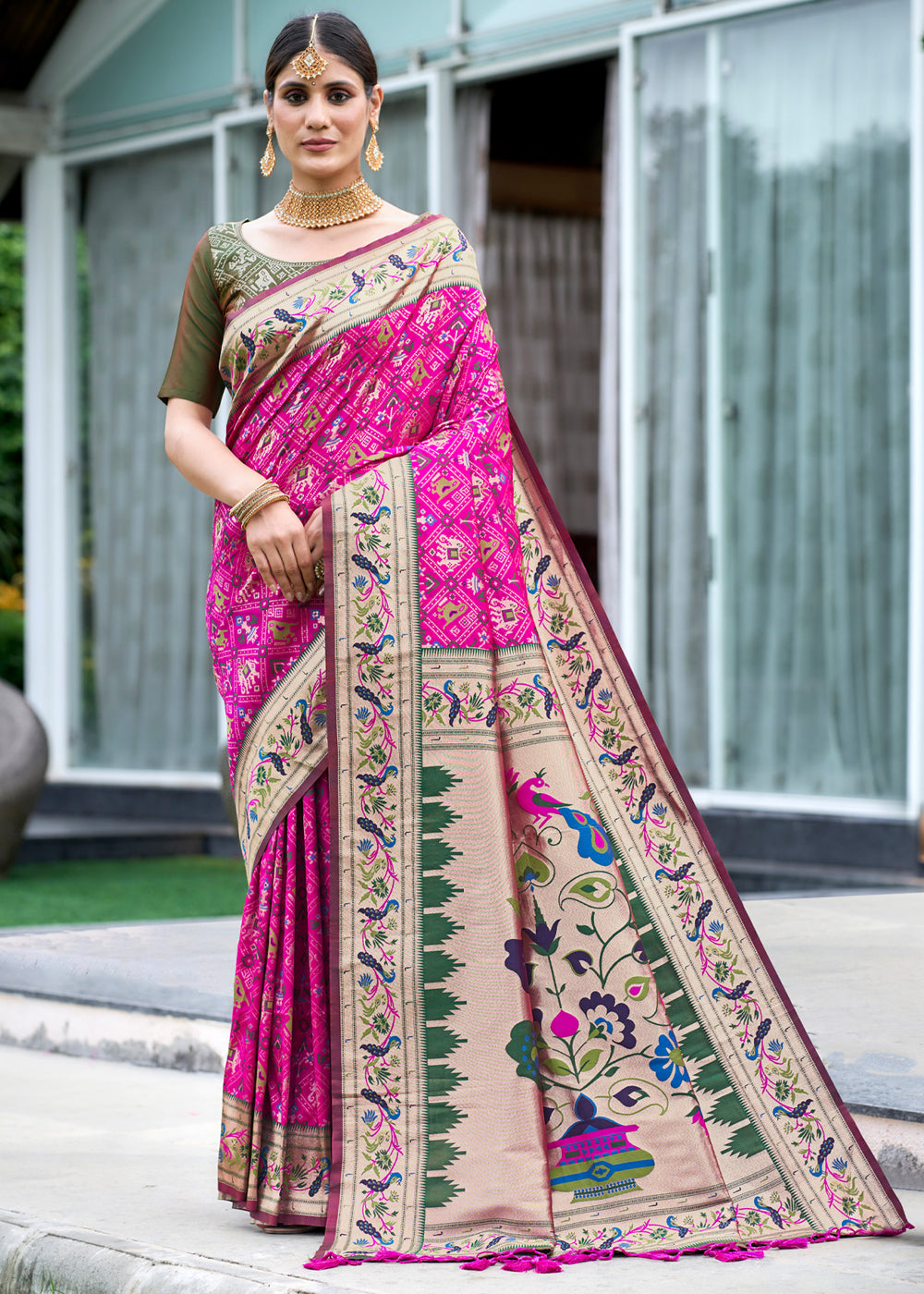 Buy MySilkLove Frostbite Pink Woven Paithani Patola Silk Saree Online