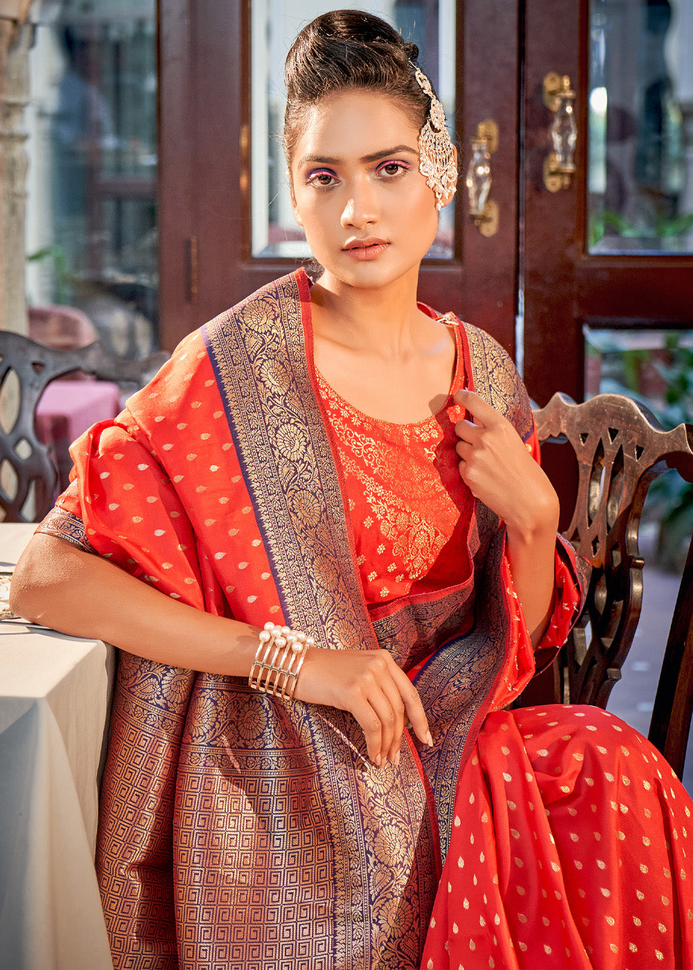 MySilkLove Alizarin Red Woven Banarasi Silk Saree
