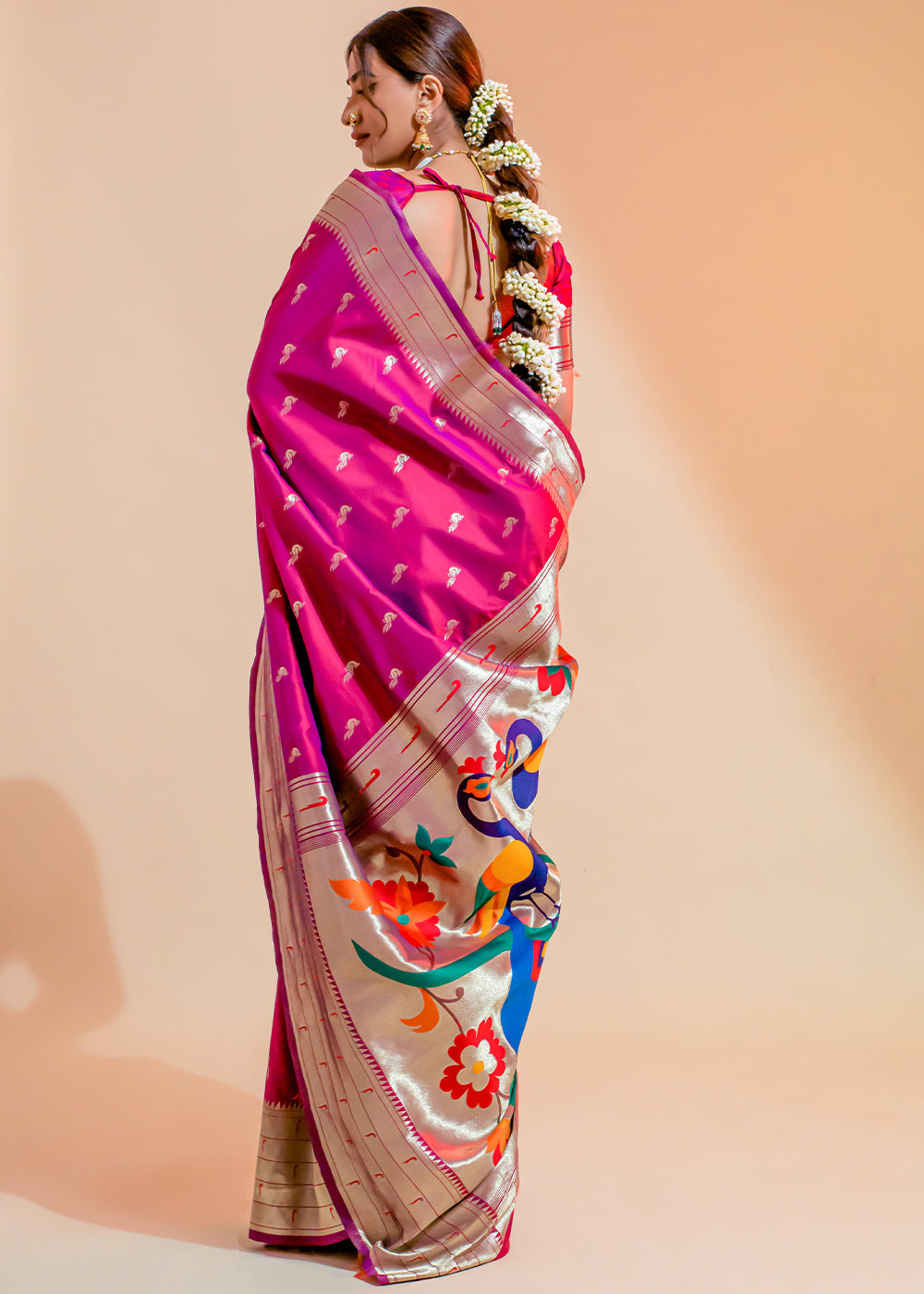 Buy MySilkLove Frostbite Rose Pink Woven Paithani Silk Saree Online