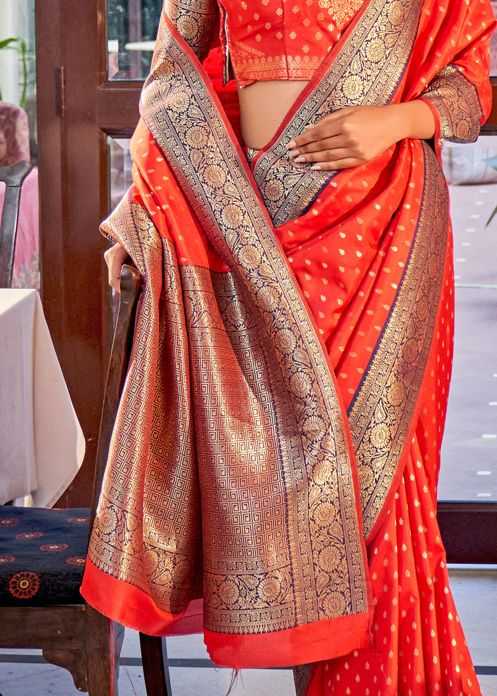 Buy MySilkLove Alizarin Red Woven Banarasi Silk Saree Online