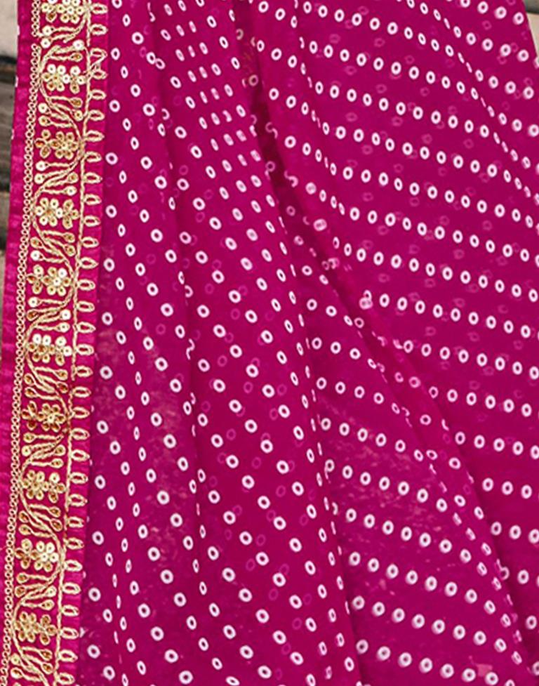 Buy MySilkLove Hibiscus Pink Georgette Bandhani Saree Online