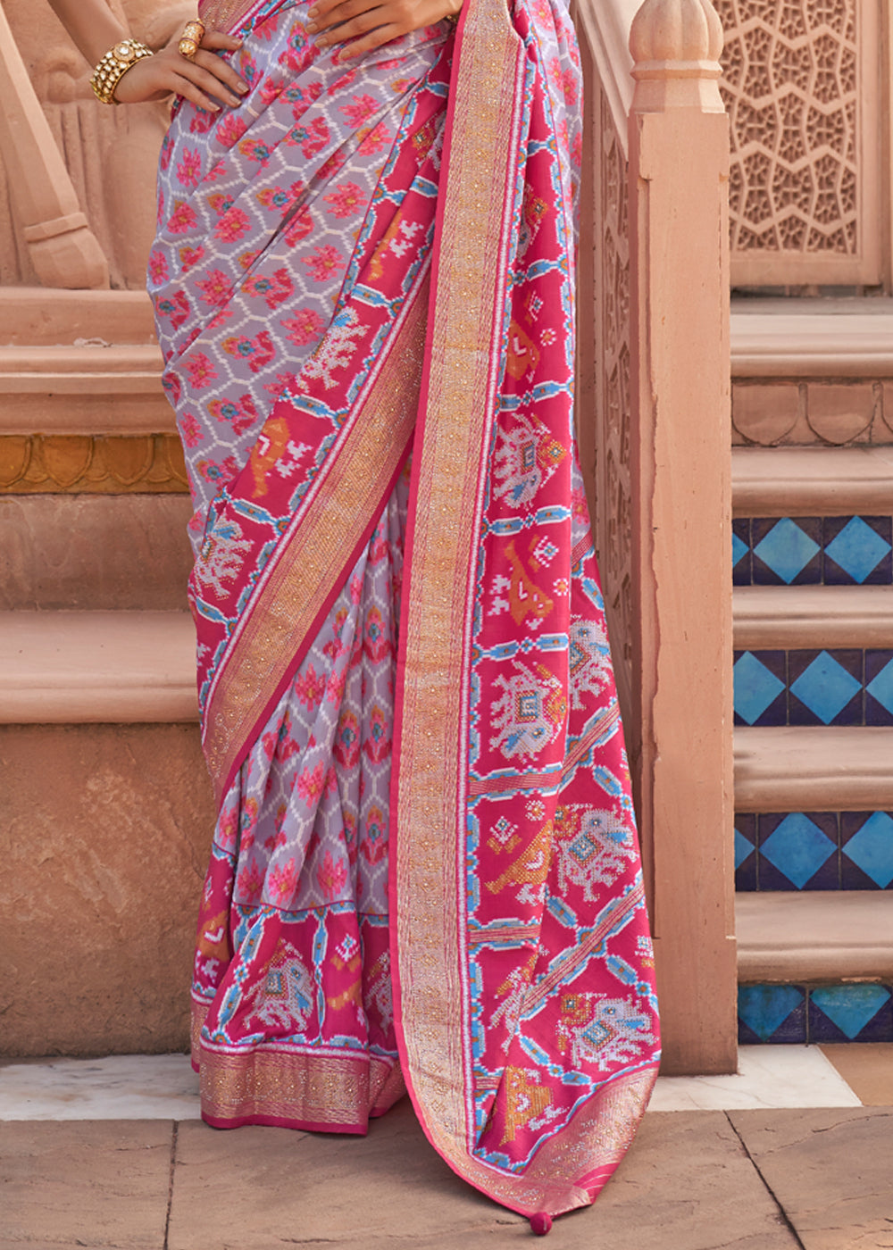 Buy MySilkLove Puce Purple Printed Patola Silk Saree Online