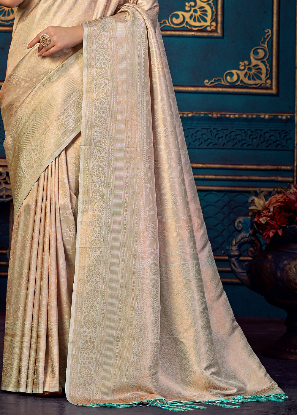 Buy MySilkLove Stark Grey Woven Banarasi Jacquard Silk Saree Online