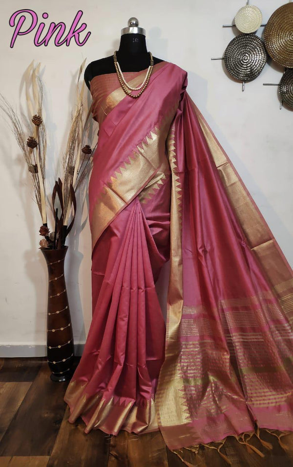 Buy MySilkLove Attractive Woven Assam Silk Saree With Temple Zari Border Online