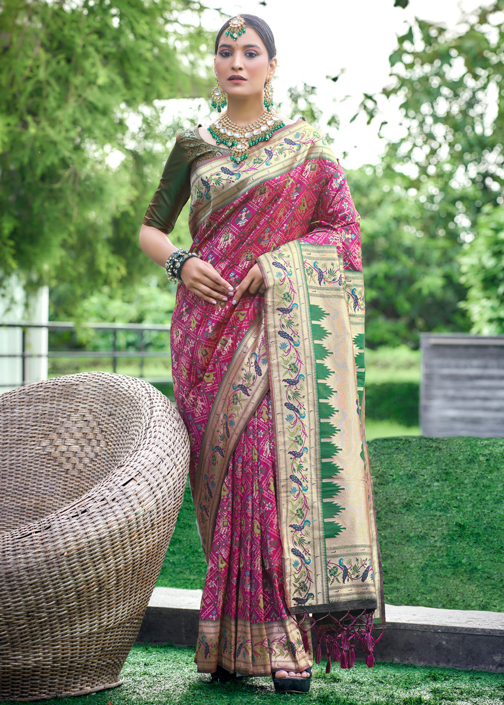 Buy MySilkLove Cadillac Purple Woven Paithani Patola Silk Saree Online