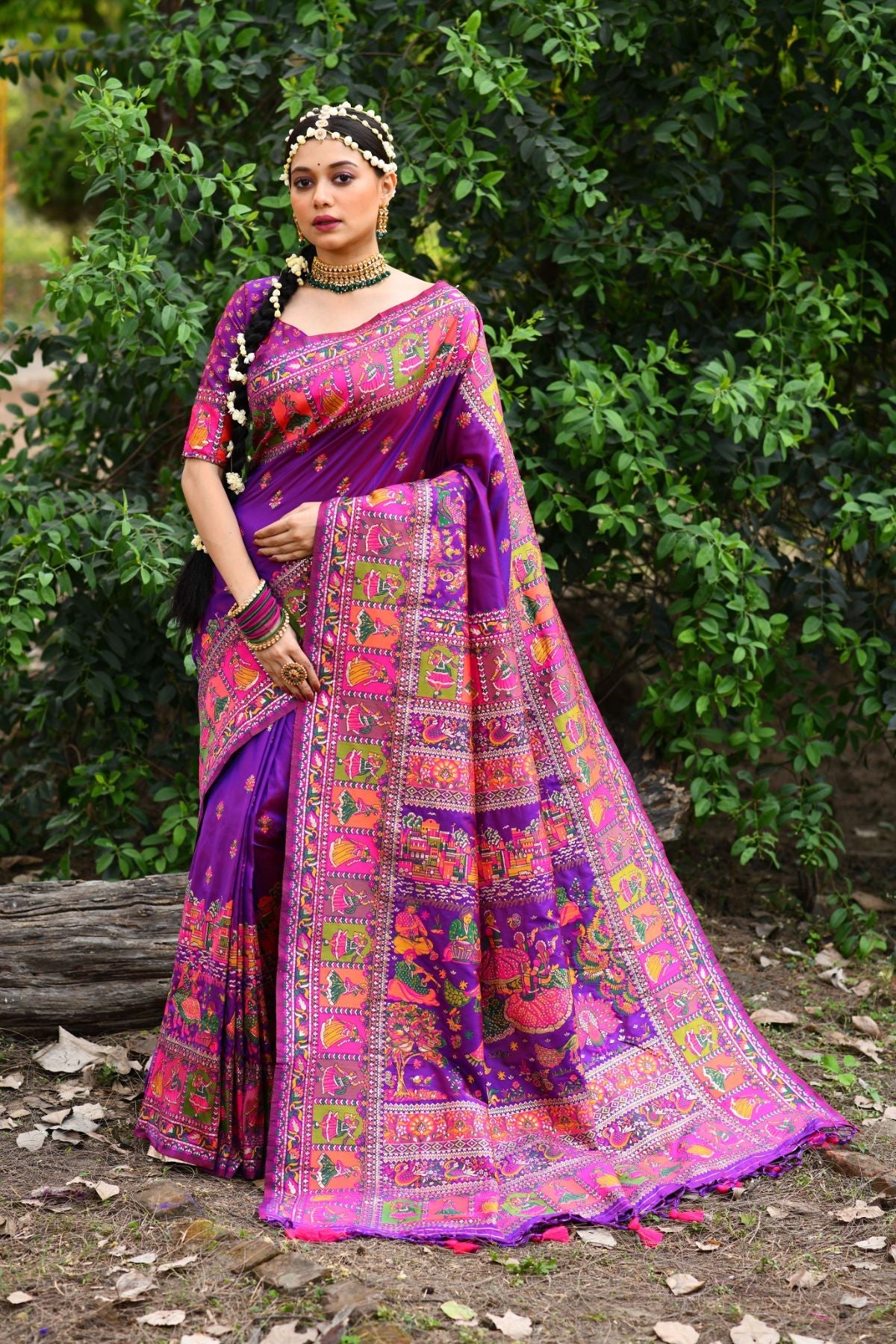 Buy MySilkLove Mulberry Wood Purple Pashmina Silk Saree Online