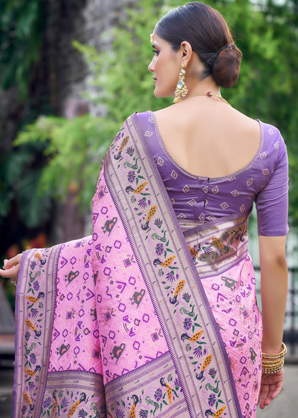 Buy MySilkLove Orchid Pink Woven Paithani Patola Silk Saree Online