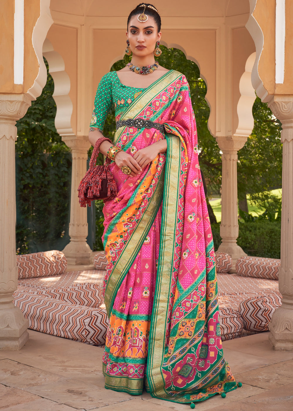 Buy MySilkLove Lavender Rose Pink Printed Patola Silk Saree Online