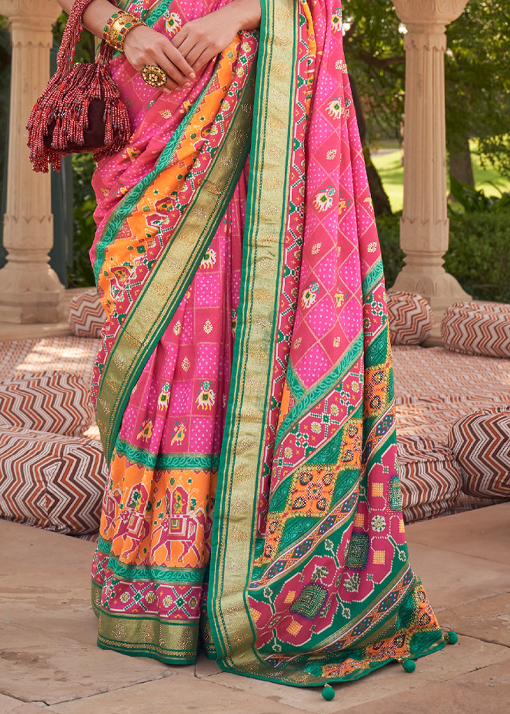 Buy MySilkLove Lavender Rose Pink Printed Patola Silk Saree Online