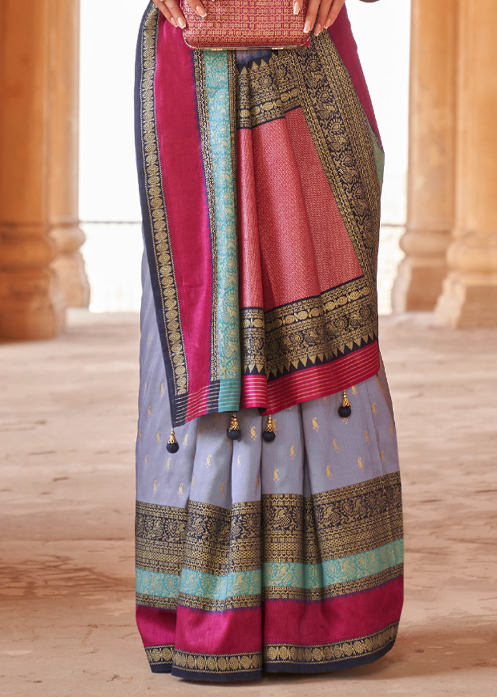 Buy MySilkLove Edward Blue Woven Patola Soft Silk Saree Online