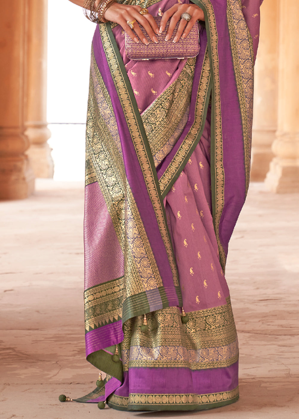 Buy MySilkLove Wewak Pink Woven Patola Soft Silk Saree Online