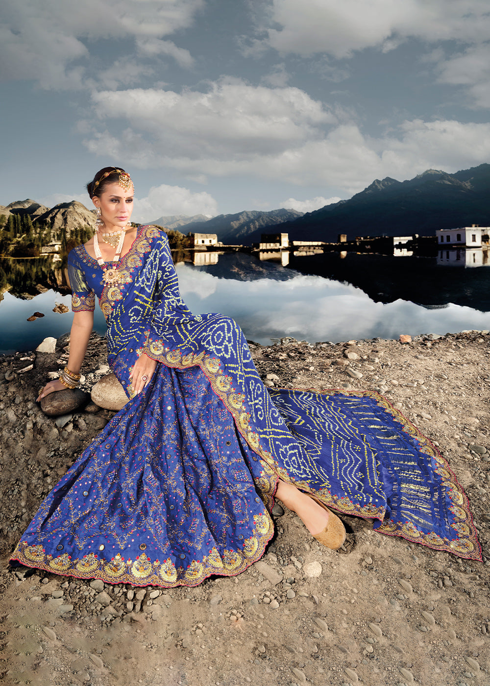 MySilkLove Aparajita Blue Designer Bandej Banarasi Silk Saree