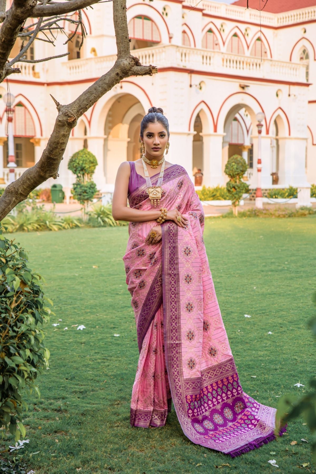 Buy MySilkLove Amazing Pink and Purple Banarasi Patola Silk Saree Online