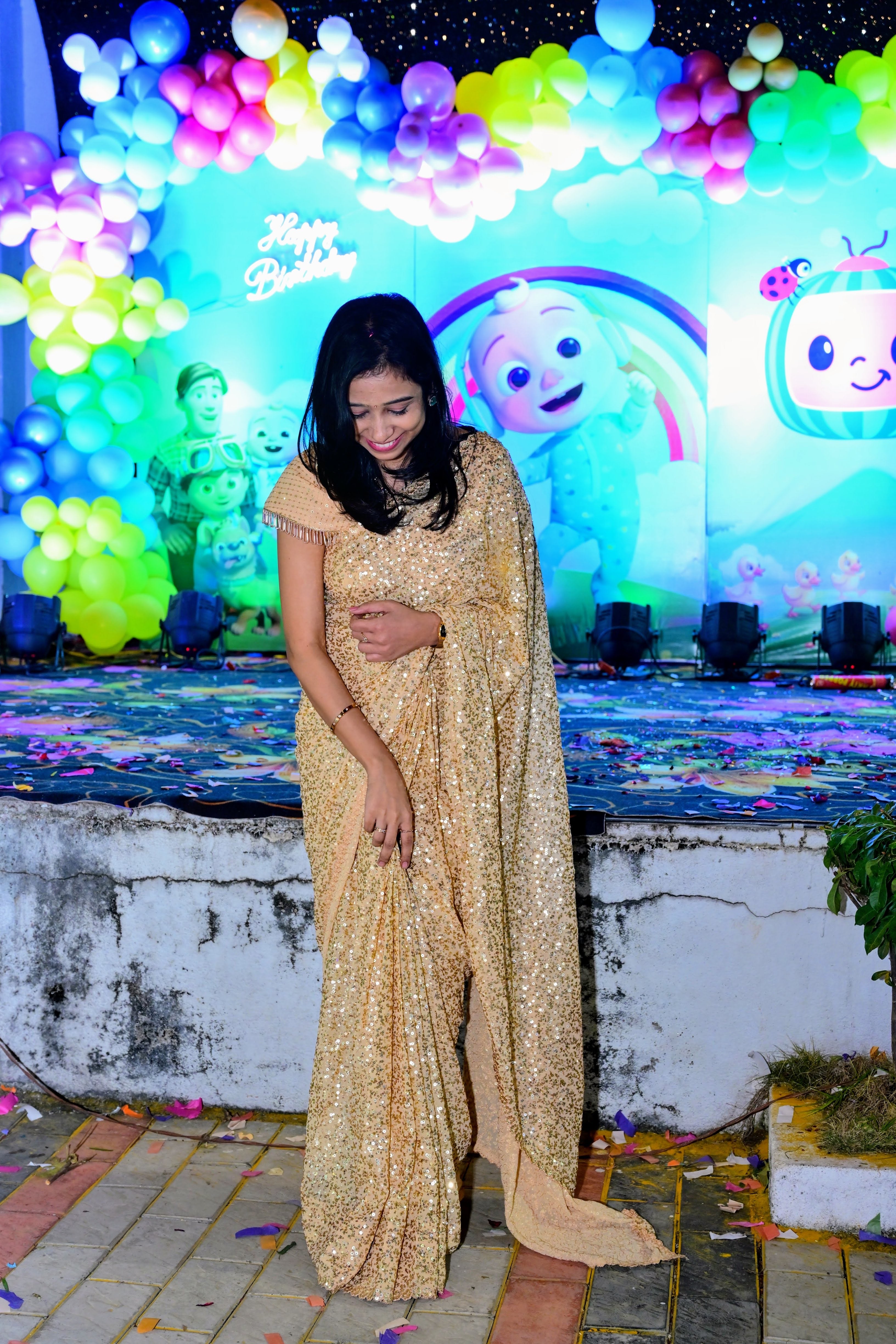 Buy MySilkLove Sandal Golden Georgette Partywear Saree Online