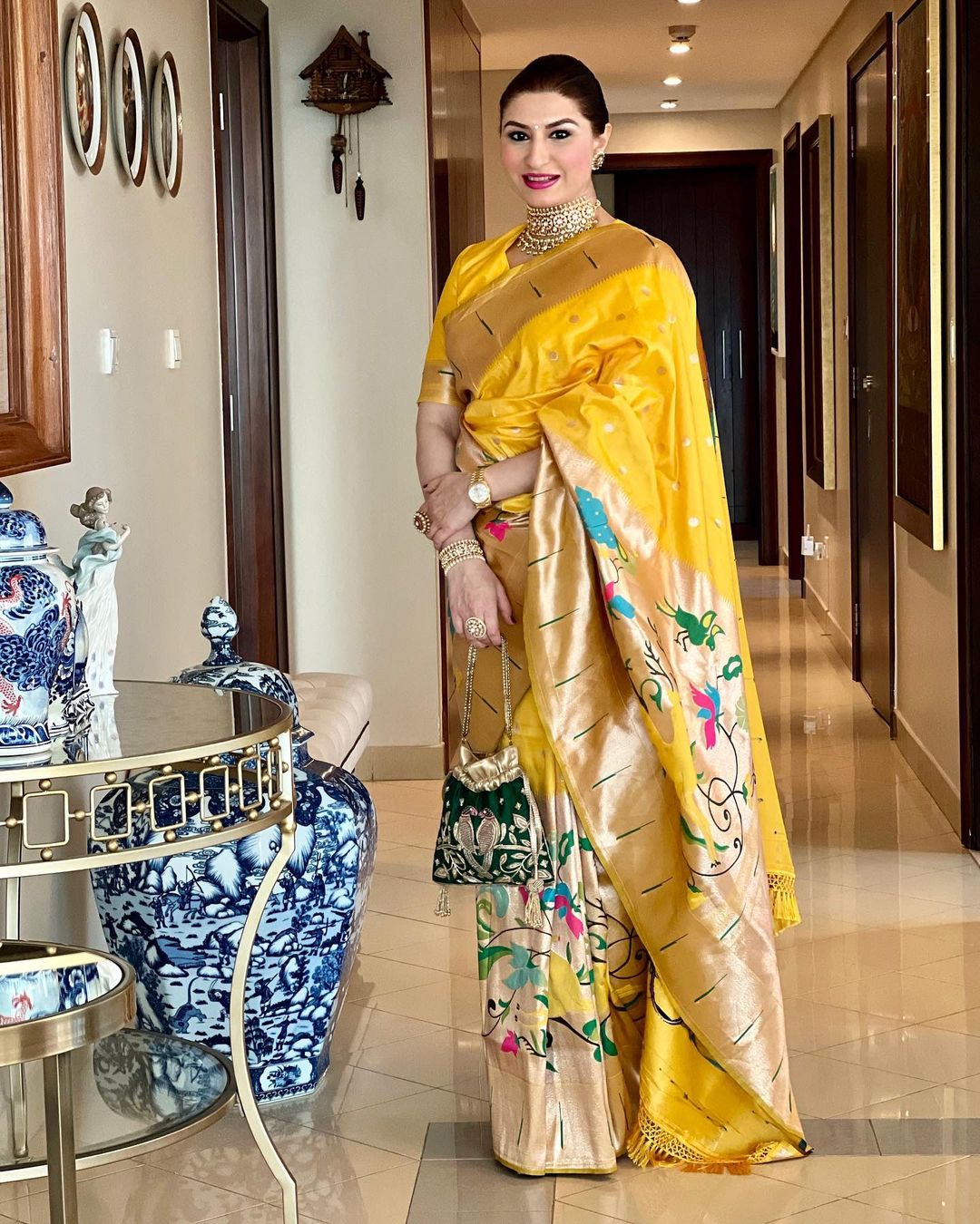 Buy MySilkLove Mustard Yellow Paithani Silk Saree Online