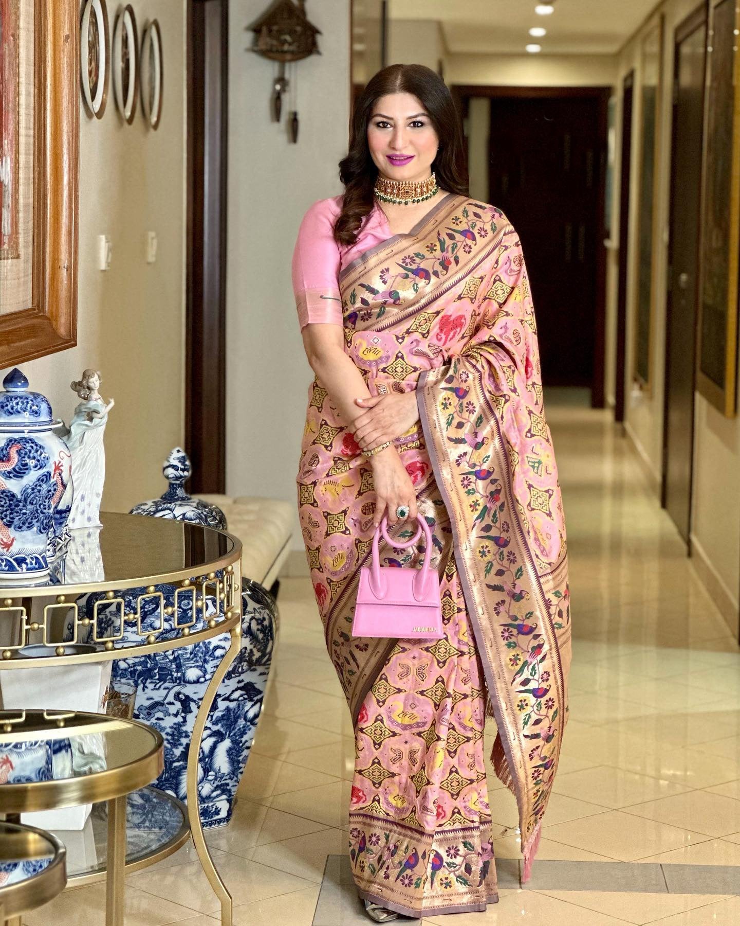 MySilkLove Bouquet Pink Woven Paithani Silk Saree