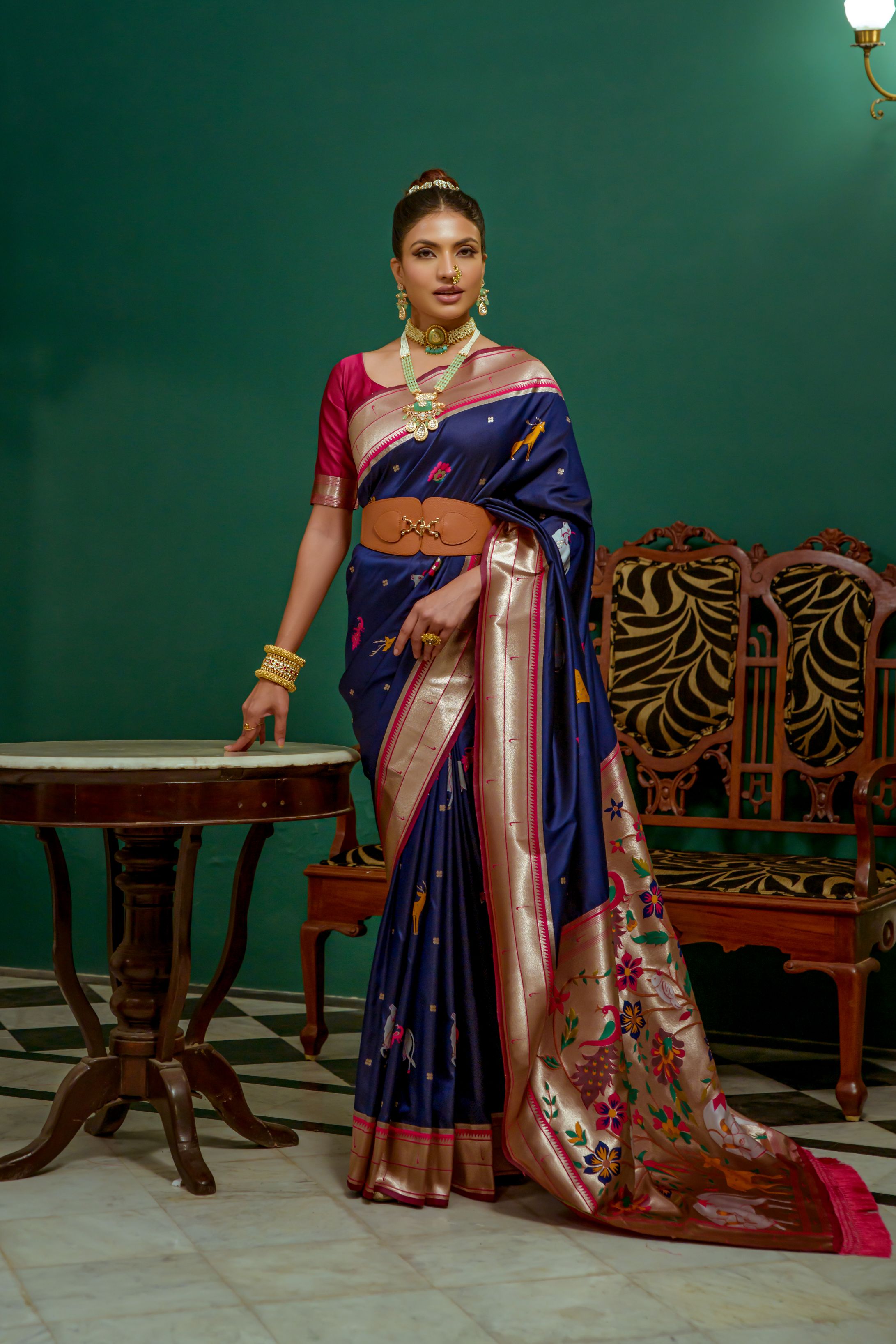 Buy MySilkLove Mirage Blue Woven Paithani Silk Saree Online