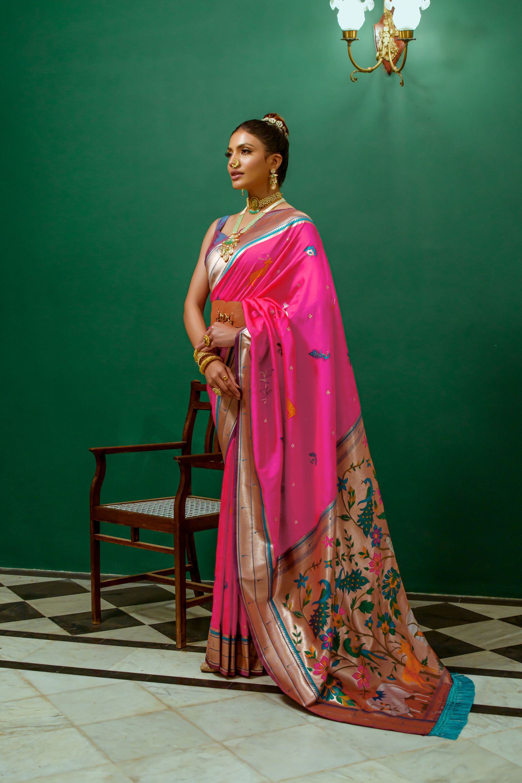 MySilkLove Rose Pearl Pink Woven Paithani Silk Saree