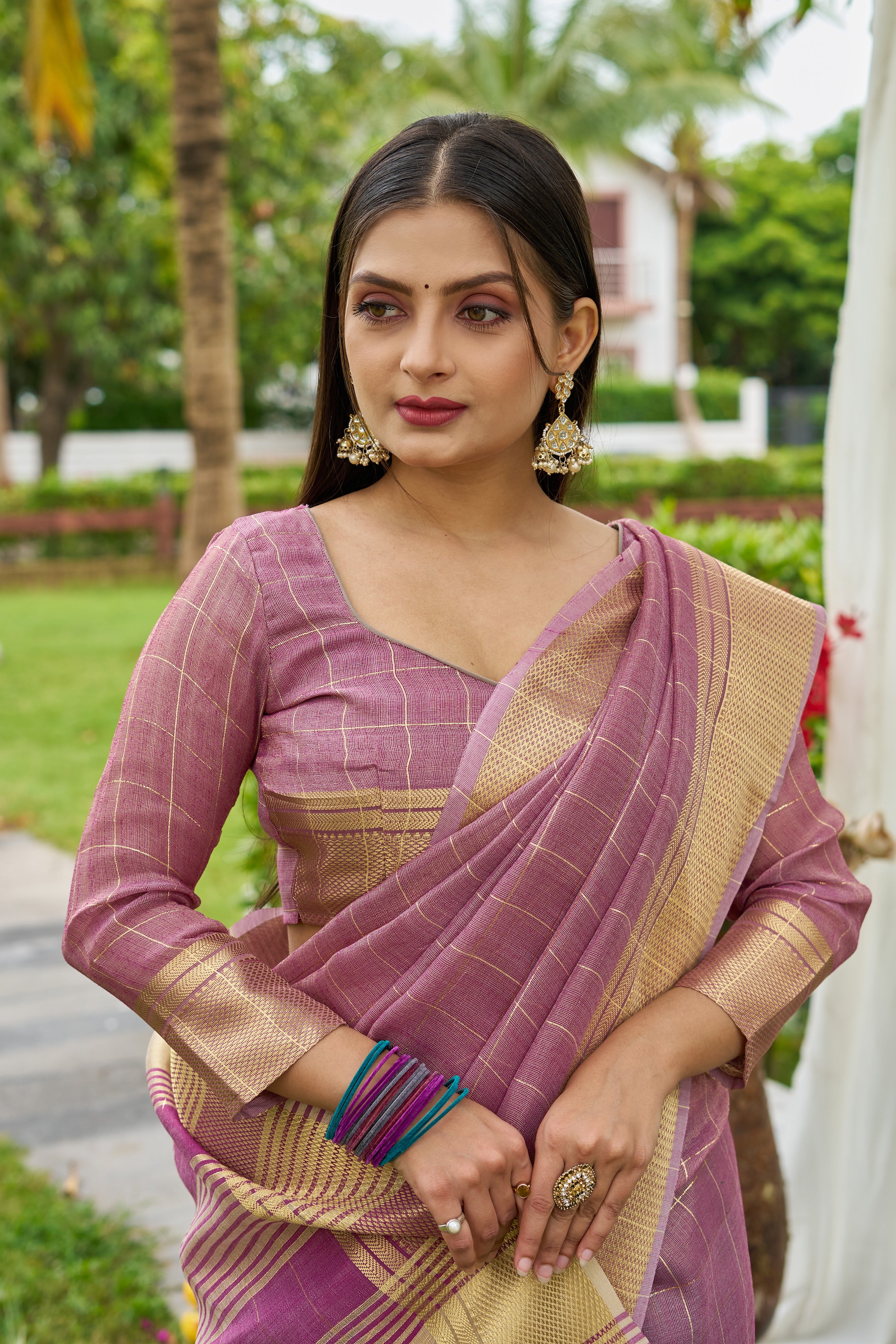 MySilkLove Trendy Purple Tissue Woven Saree