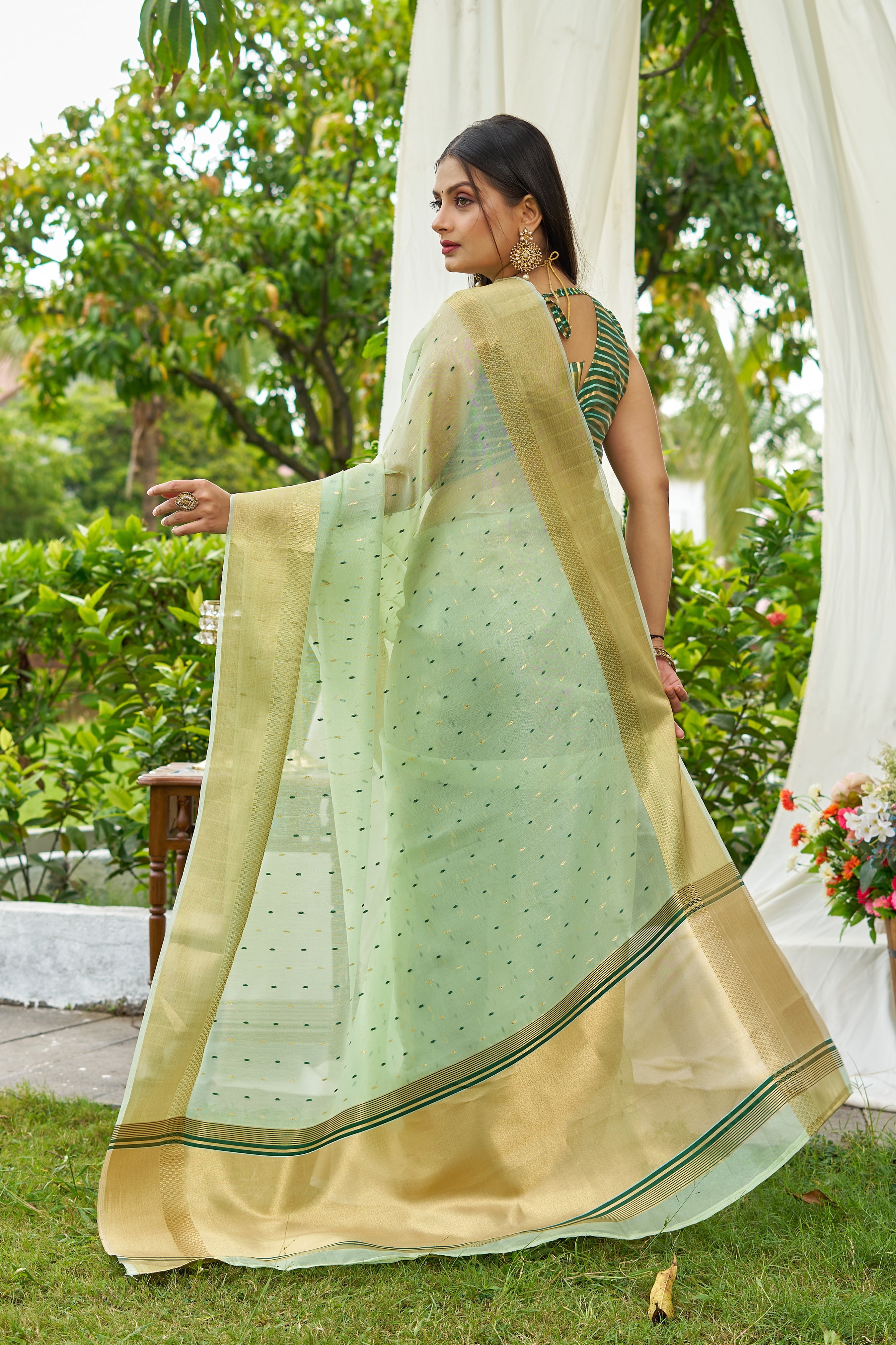 Buy MySilkLove Rainy Blue Woven Shimmer Silk Saree Online