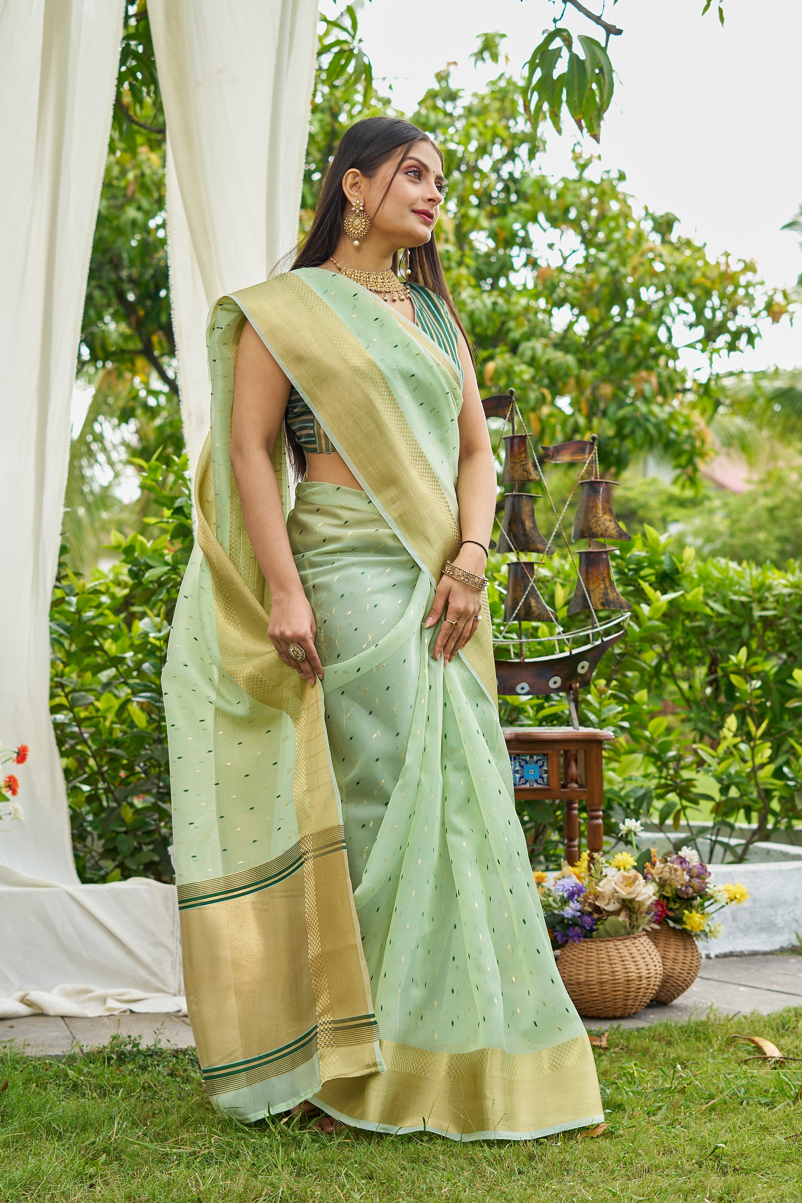 Buy MySilkLove Rainy Blue Woven Shimmer Silk Saree Online