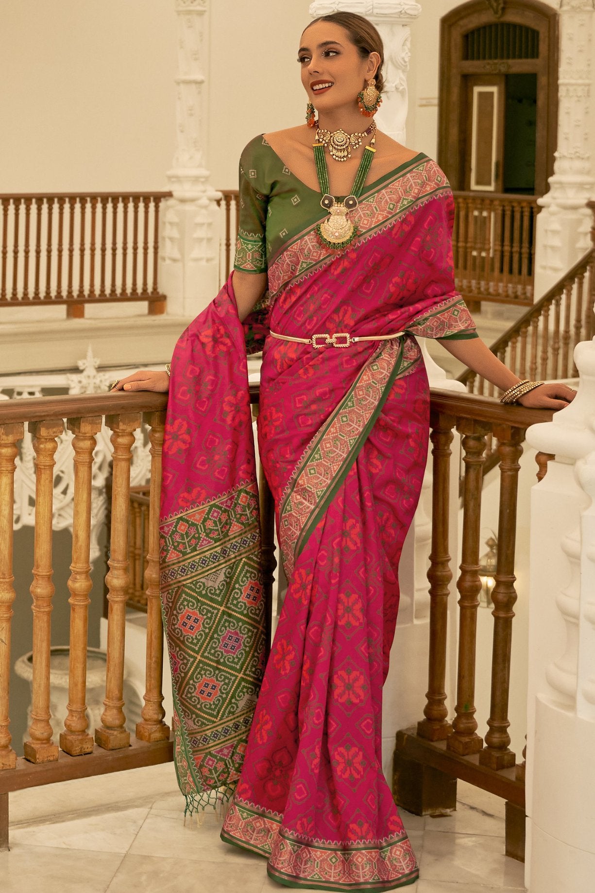 Buy MySilkLove Lotus Pink Woven Patola Silk Saree Online