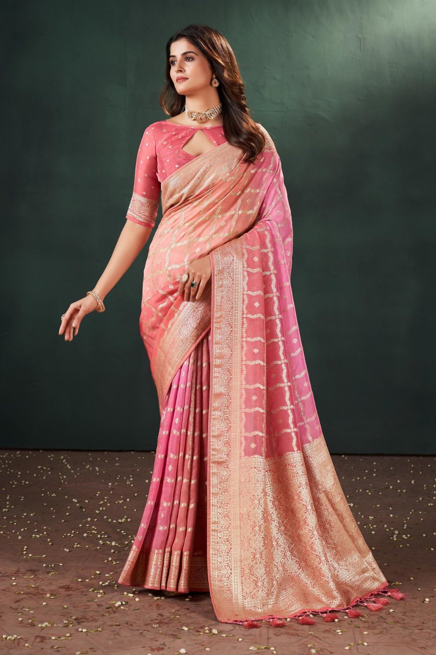 Buy MySilkLove Baby Pink Designer Banarasi Saree Online
