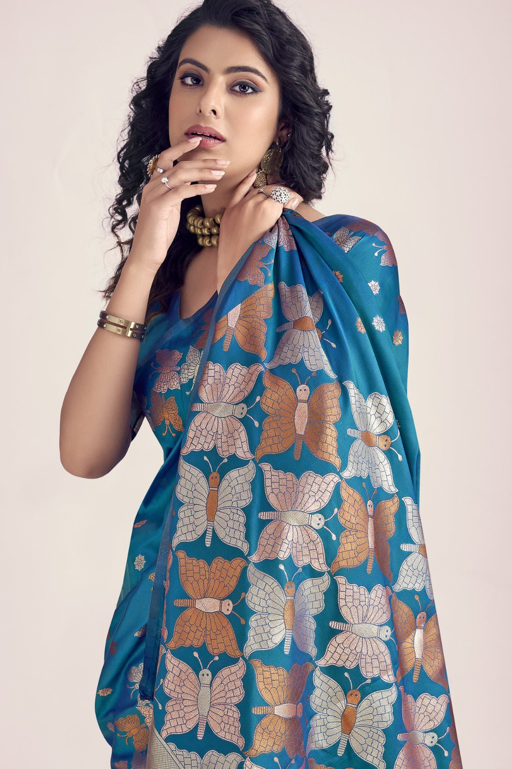 Buy MySilkLove Matisse Blue Banarasi Designer Saree Online