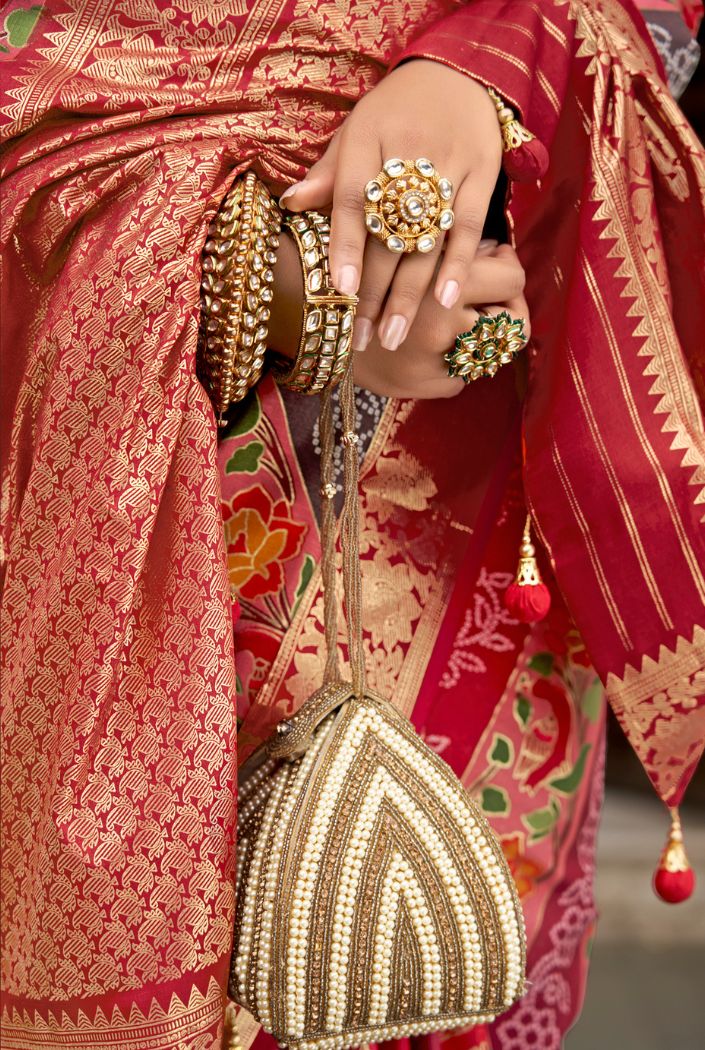 Buy MySilkLove Monarch Red Banarasi Patola Silk Saree Online