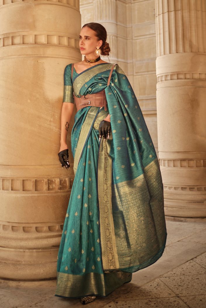 Buy MySilkLove Oxley Green Banarasi Handloom Khadi Silk Saree Online