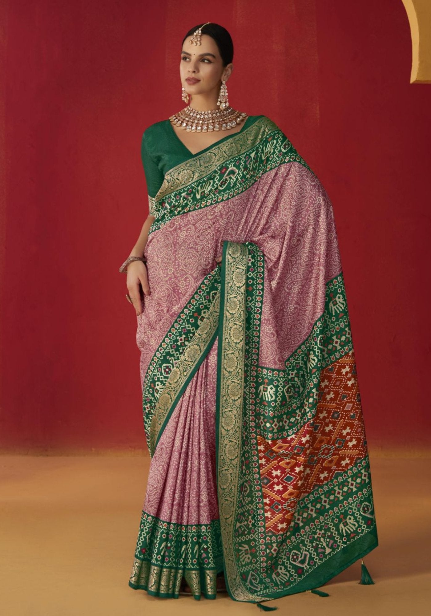 Buy MySilkLove Orchid Pink Printed Tussar Silk Saree Online