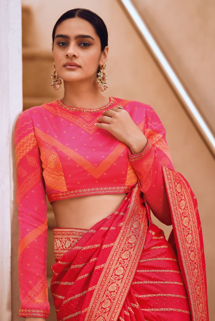 Buy MySilkLove Shiraz Red Designer Banarasi Silk Saree Online