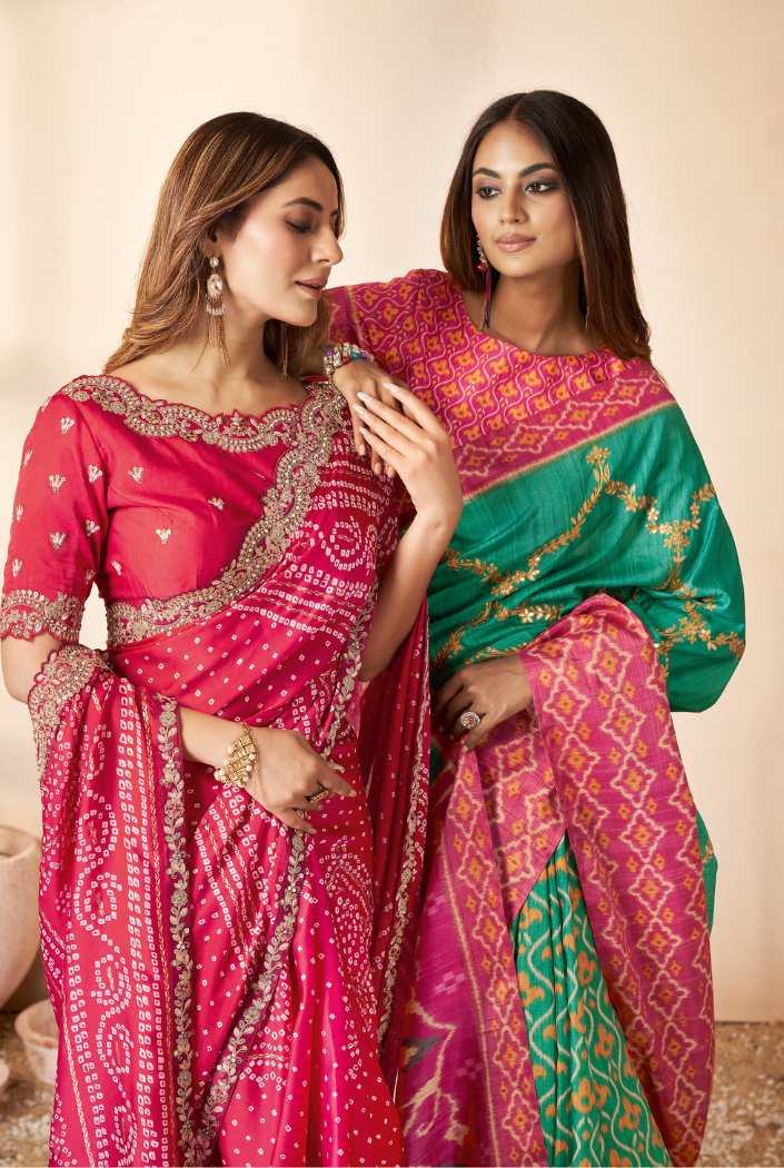 Buy MySilkLove Hippie Pink Printed Banarasi Saree Online