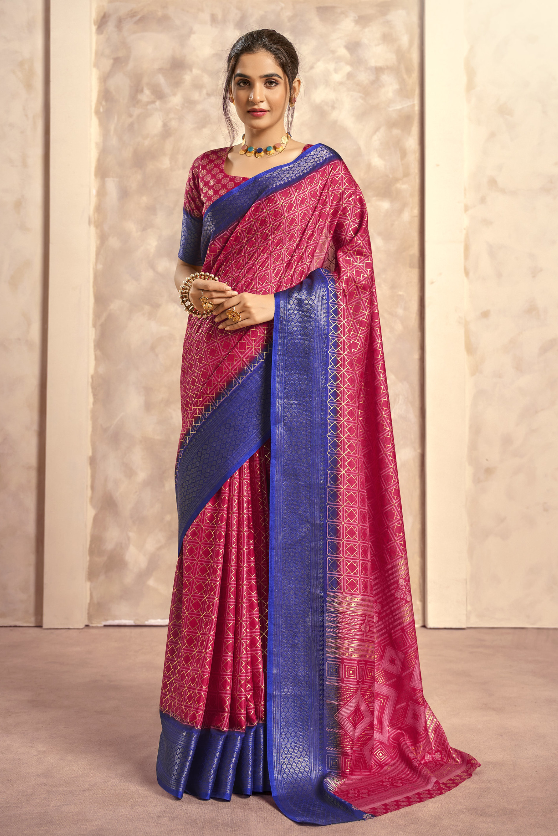 Buy MySilkLove Big Dip O Ruby Maroon Woven Banarasi Celo Silk Saree Online