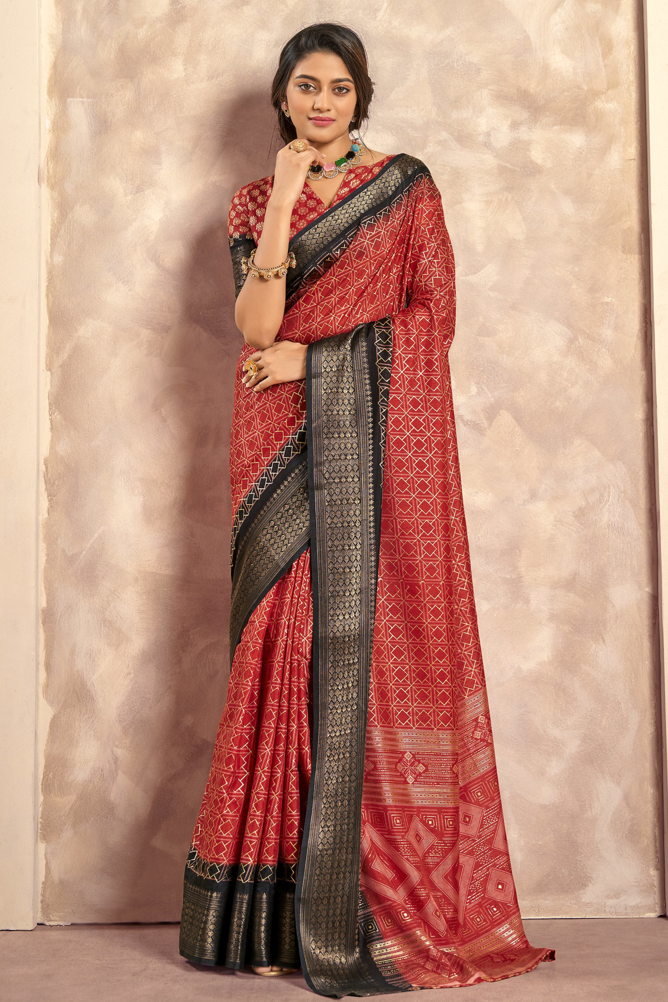 Buy MySilkLove Mahogany Red Woven Banarasi Celo Silk Saree Online