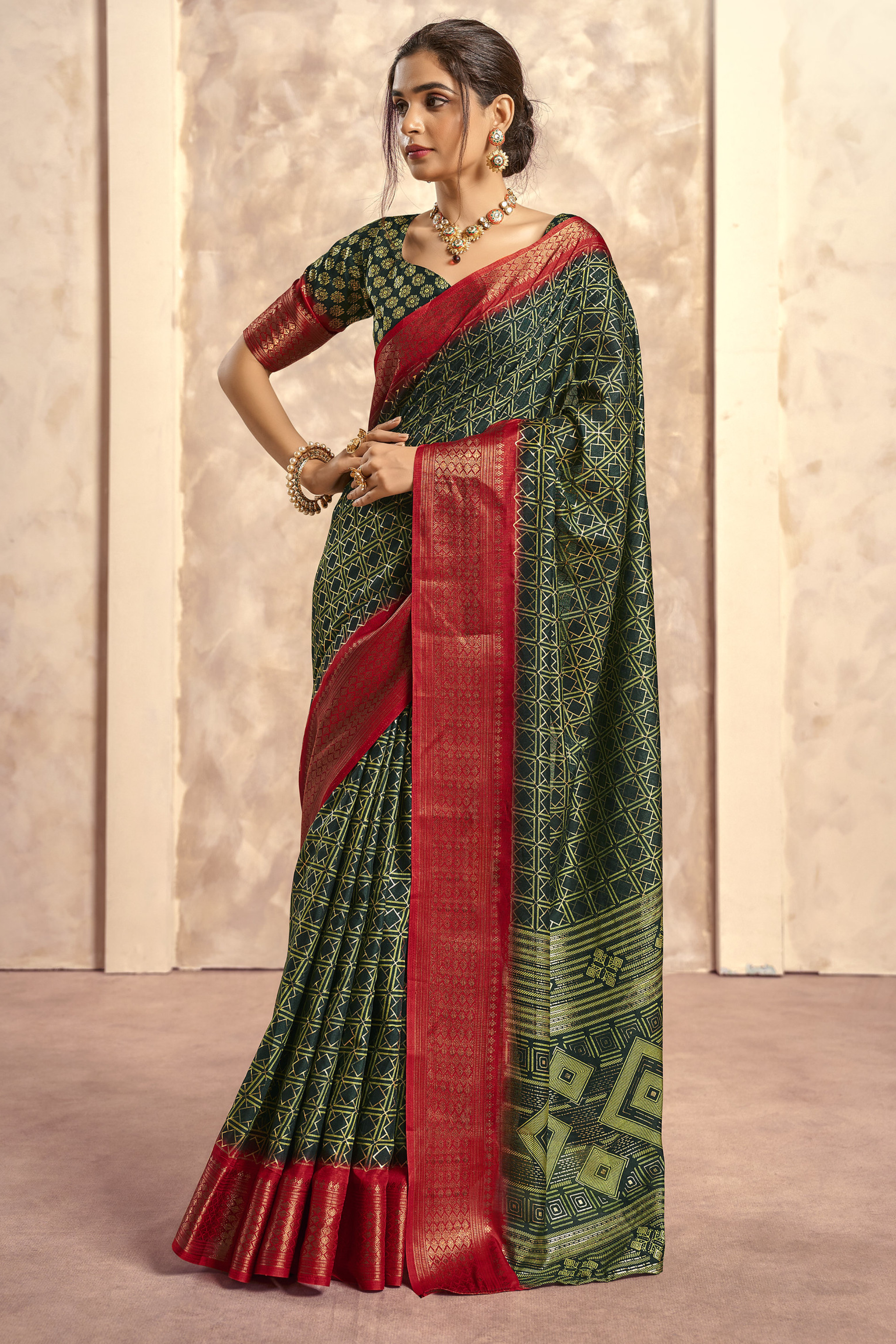 Buy MySilkLove Cabbage Pont Green Woven Banarasi Celo Silk Saree Online