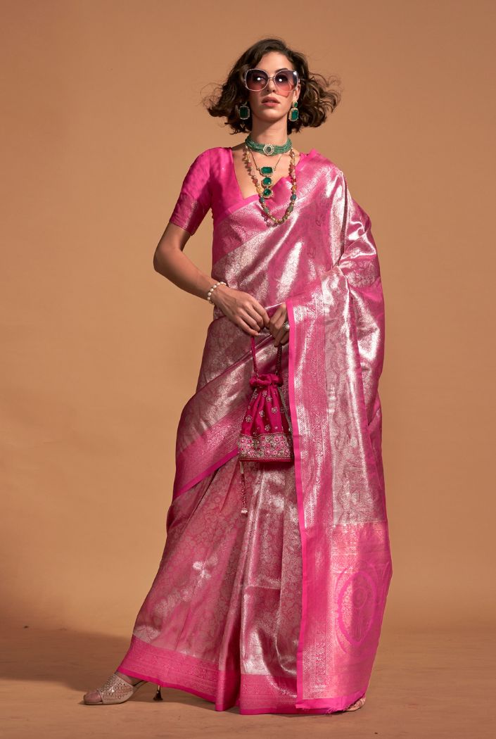 MySilkLove Mauvelous Pink Woven Kanjivaram Silk Saree