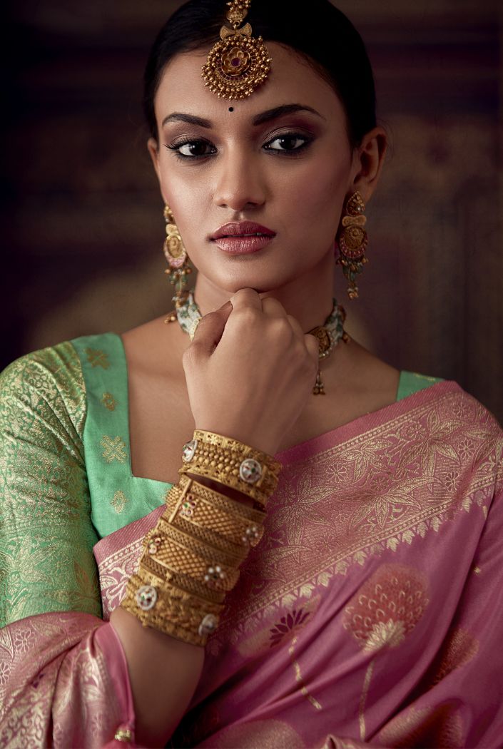 Buy MySilkLove Persian Pink Designer Banarasi Silk Saree Online