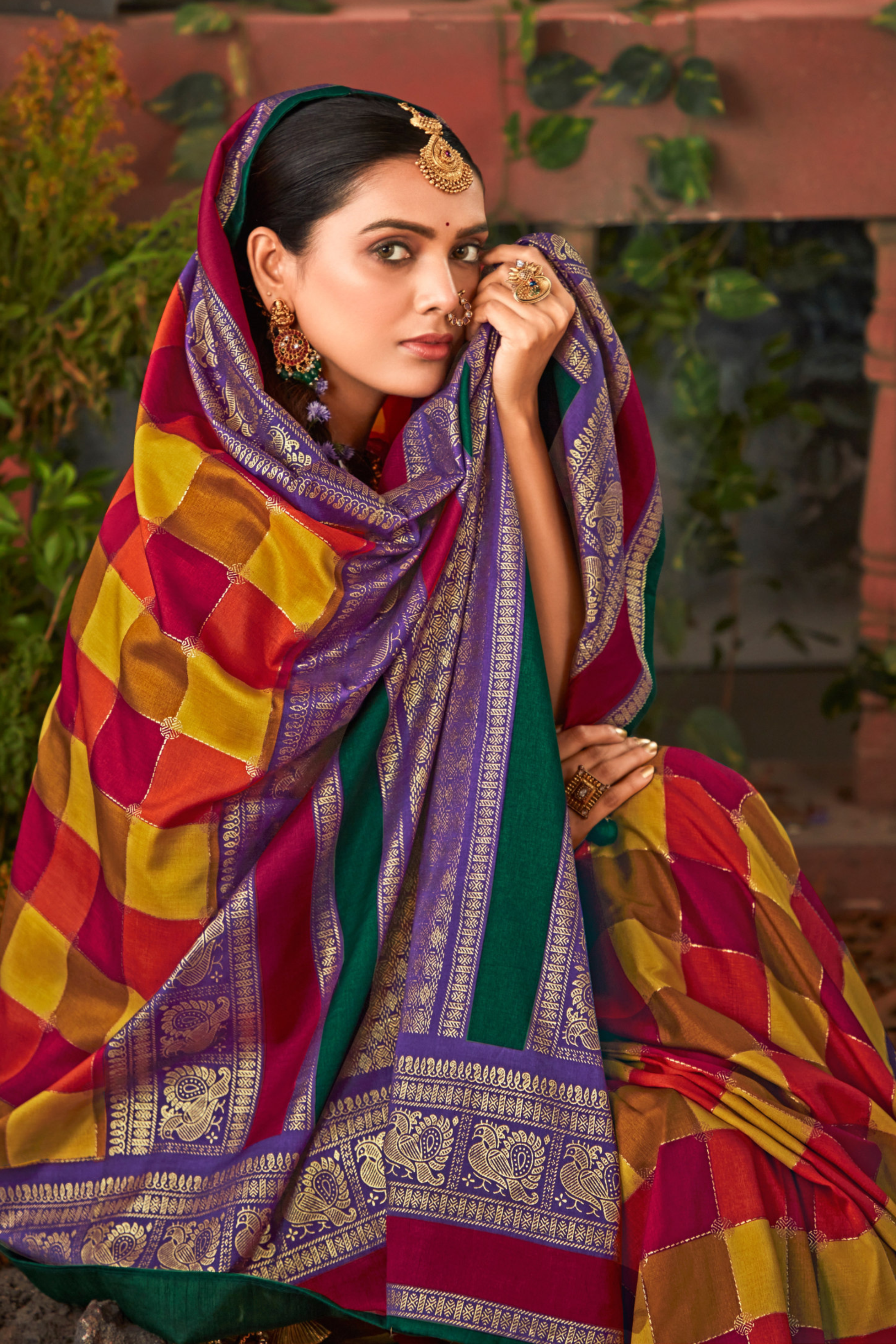 Buy MySilkLove Siren Purple and Maroon Printed Pochampally Ikkat Silk Saree Online