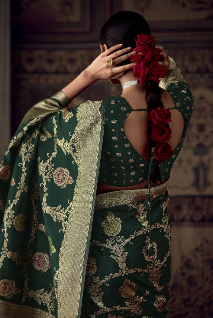 MySilkLove Nandor Green Designer Banarasi Silk Saree