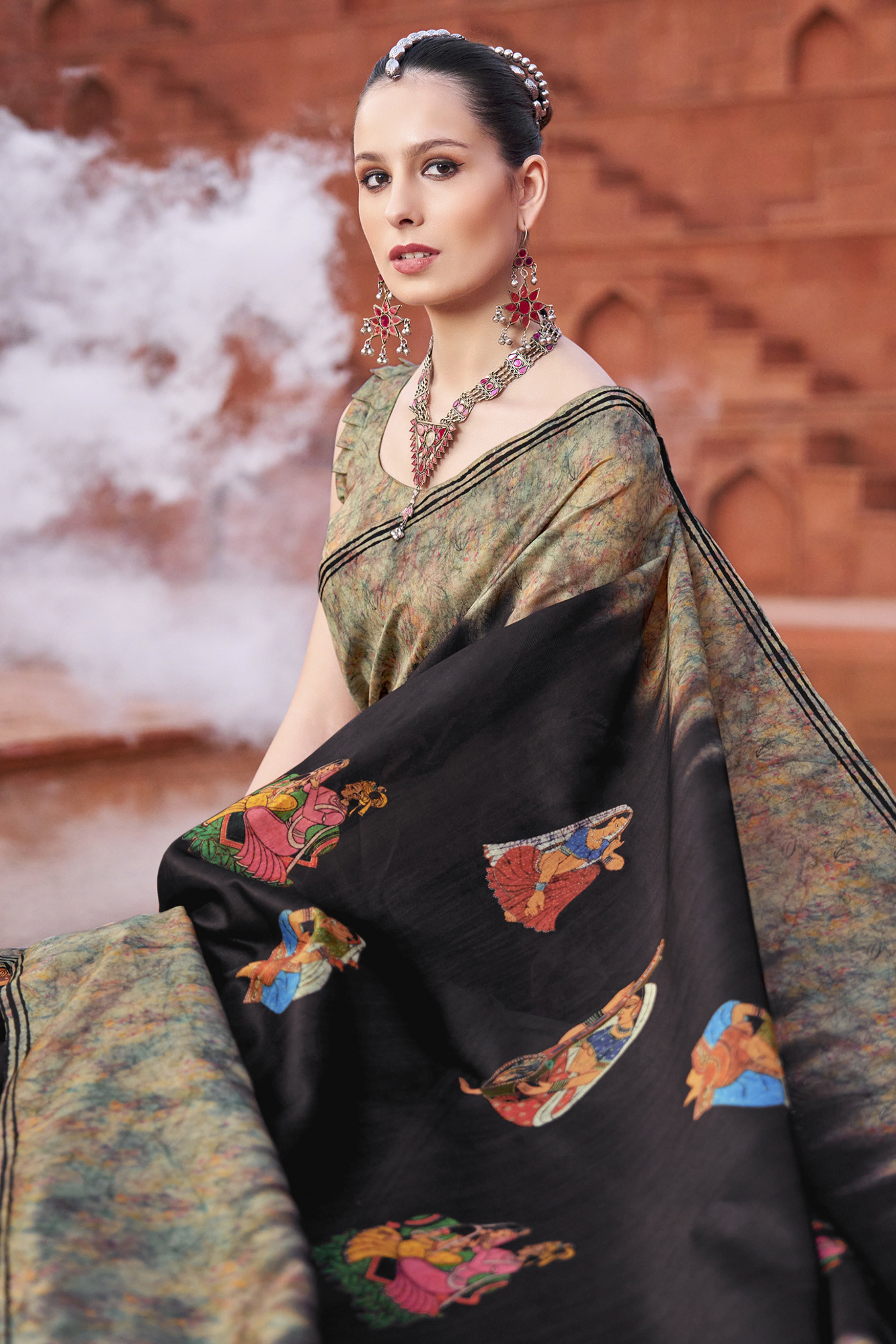 MySilkLove Cod Black Handloom Tussar Silk Saree