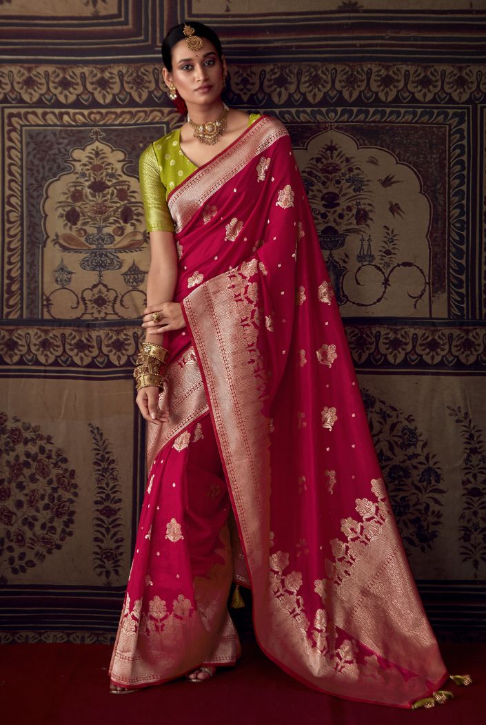 Buy MySilkLove Paprika Red Designer Banarasi Silk Saree Online