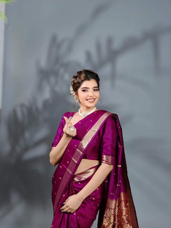 Buy MySilkLove Affair Purple Woven Banarasi Silk Saree Online