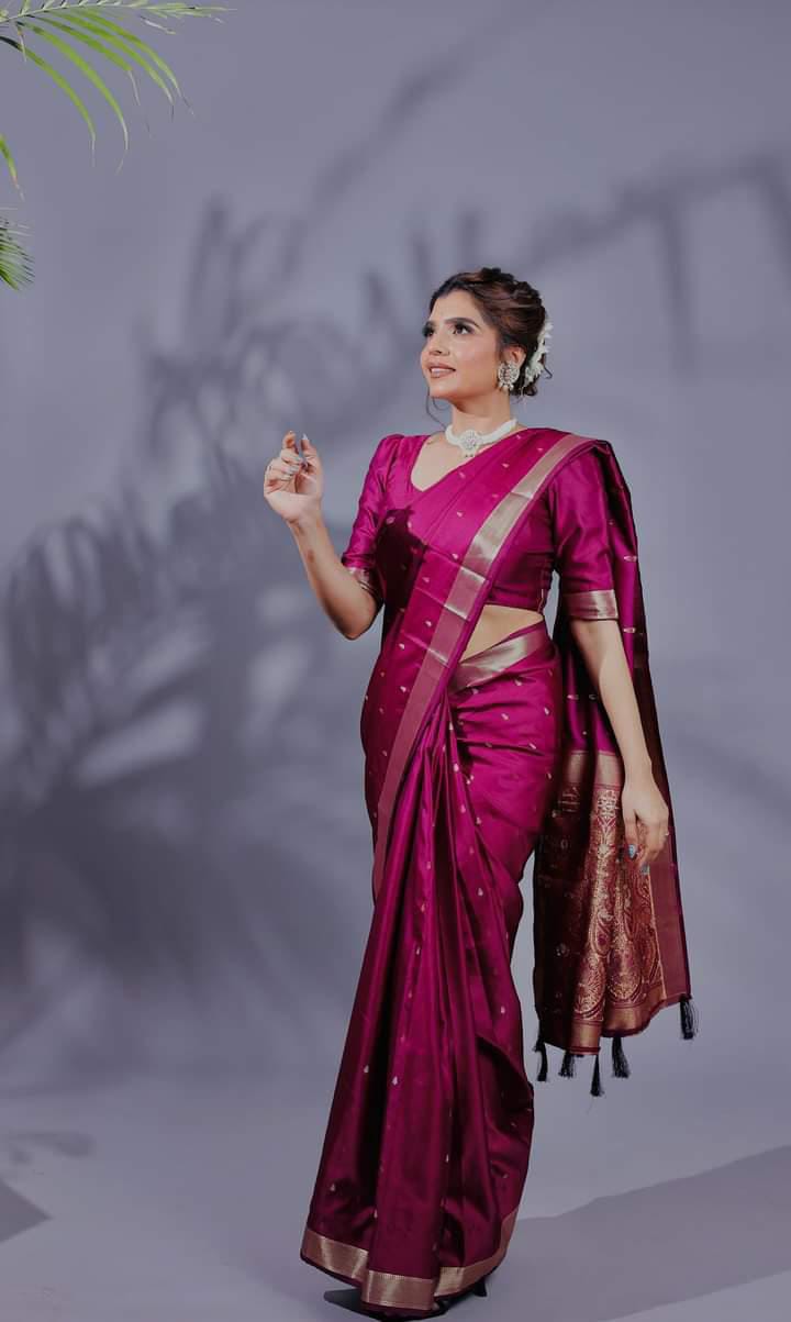 Buy MySilkLove Affair Purple Woven Banarasi Silk Saree Online