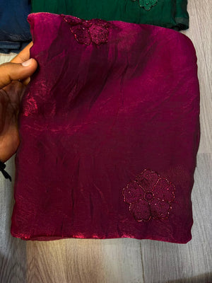 Buy MySilkLove Mahogany Brown Designer Sequin Embroidery Work Saree Online