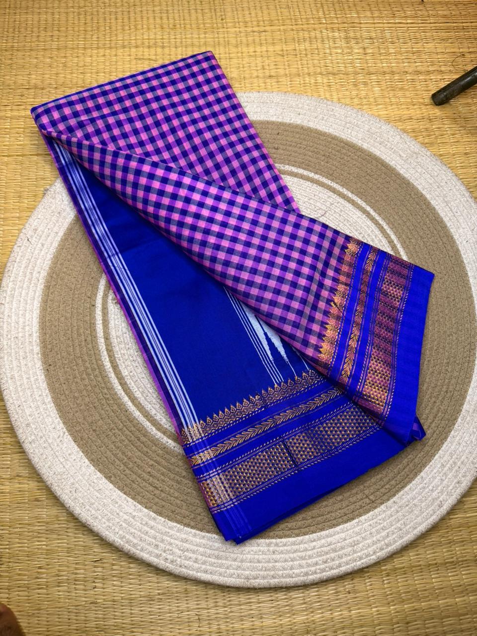 Buy MySilkLove Scarlet Red Checks Pattern Pure Silk Irkal Saree Online