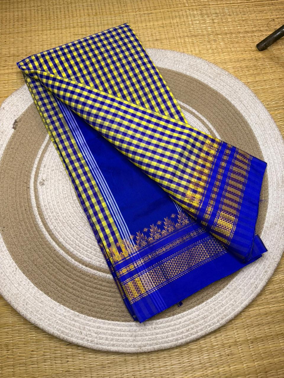 Buy MySilkLove Scarlet Red Checks Pattern Pure Silk Irkal Saree Online