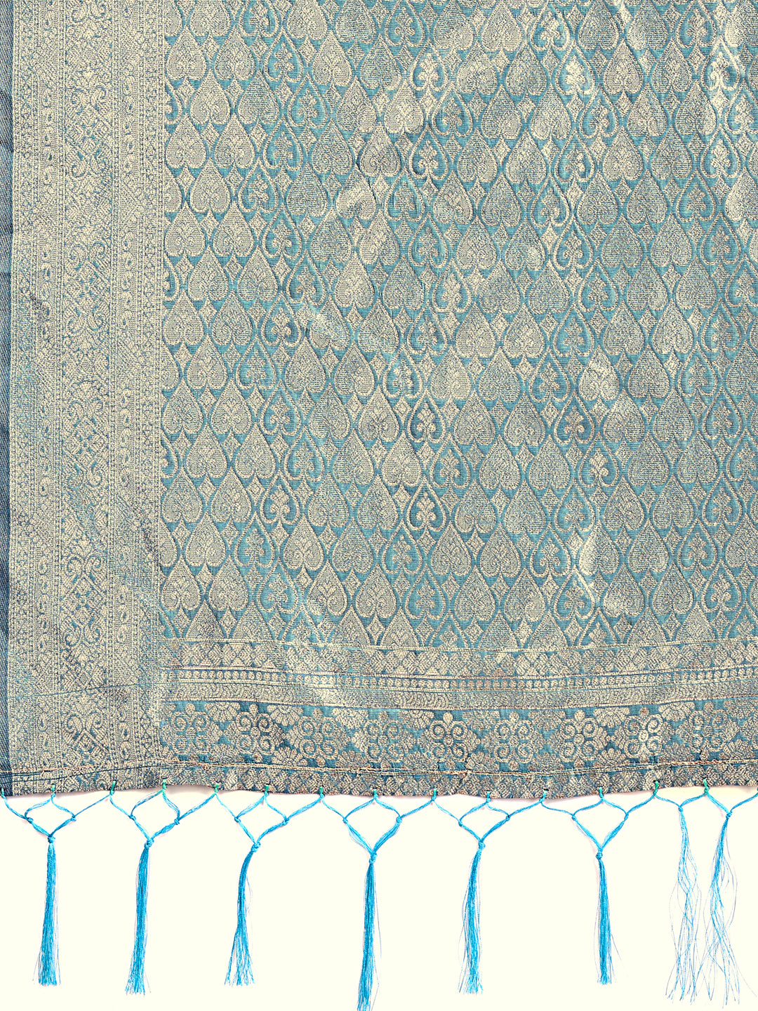Buy MySilkLove Chetwode Blue Woven Cotton Saree Online