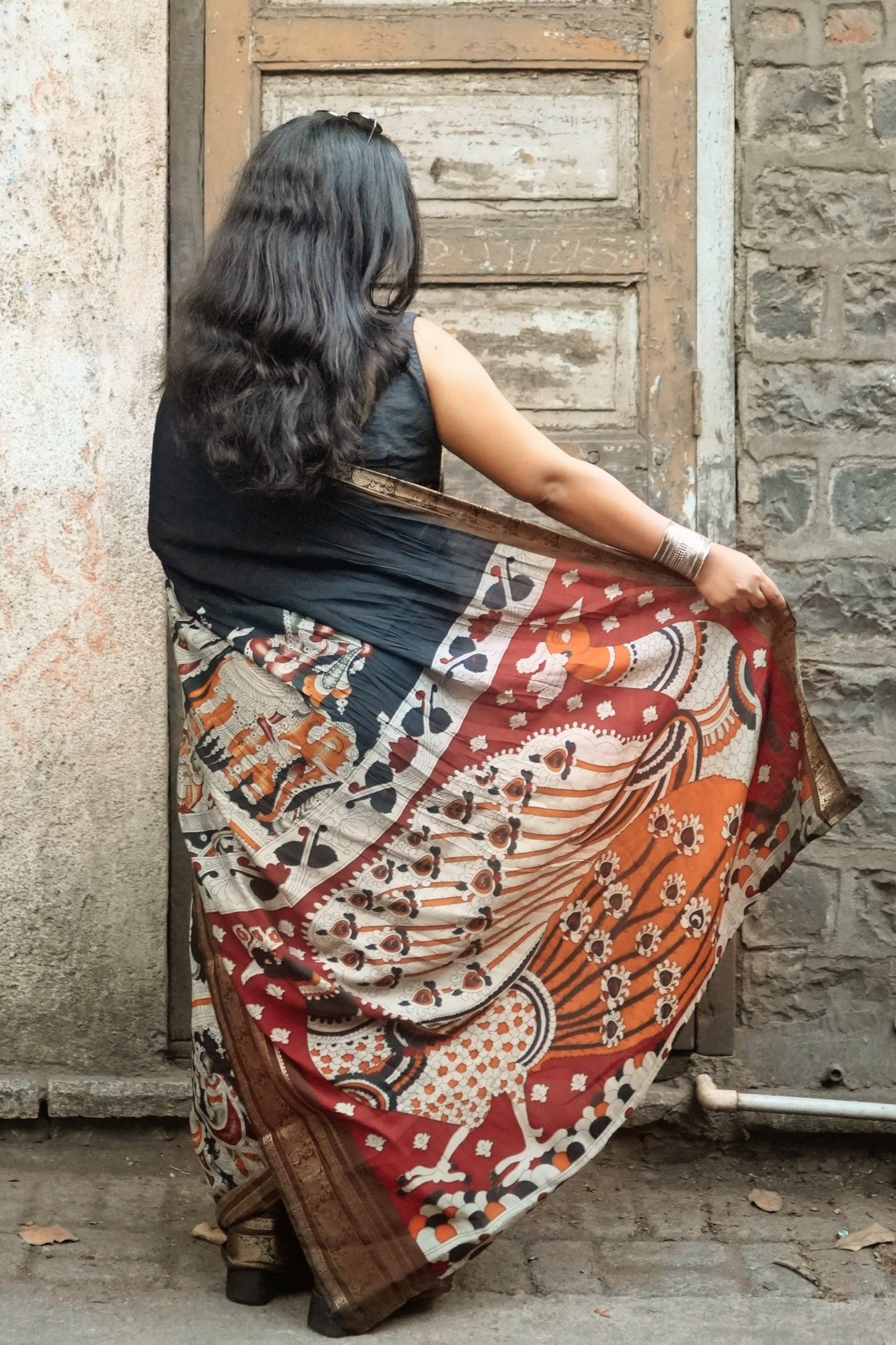 MySilkLove Spray Black Printed Cotton Saree